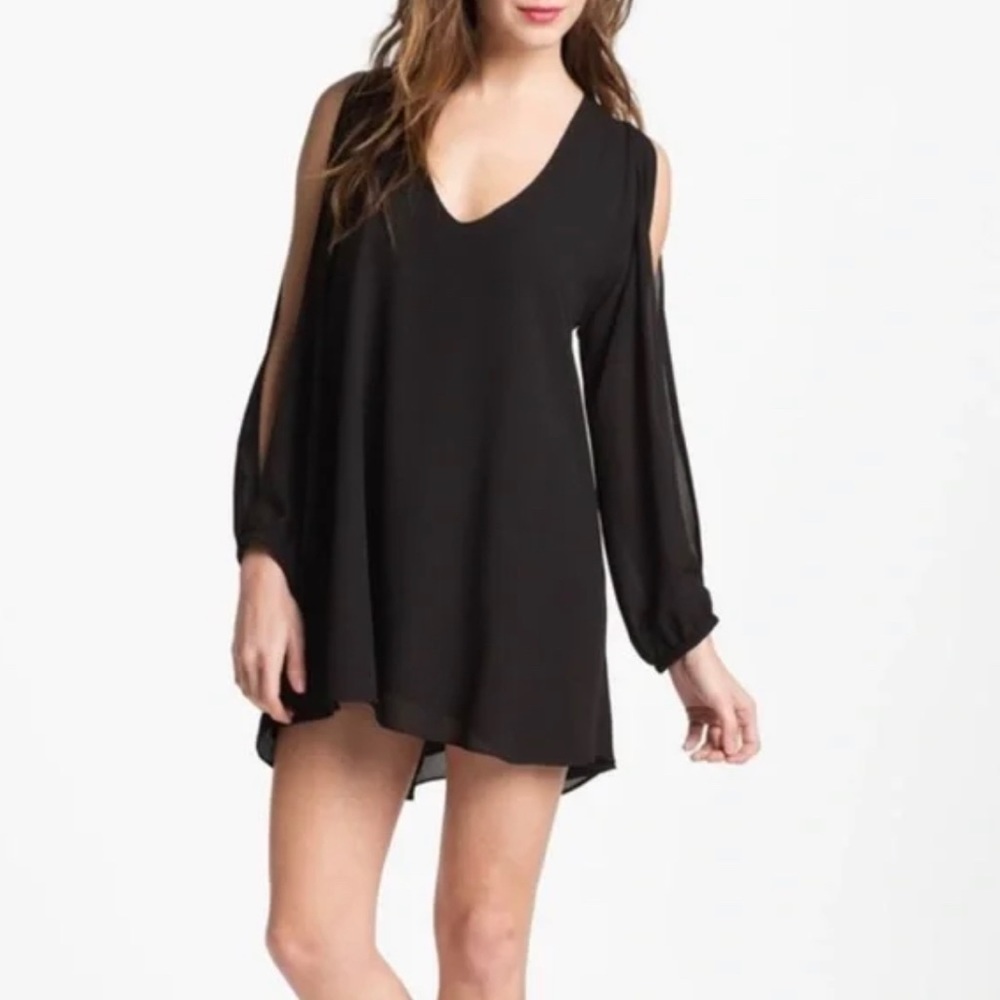 Lovers + Friends Gracie Slit Sleeve Dress Mini Long Sleeve Small